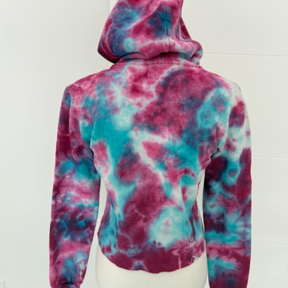 Aviator Nation Tie Dye Pink Blue Hoodie Pullover Sweatshirt Casual Activewear - Picture 5 of 7